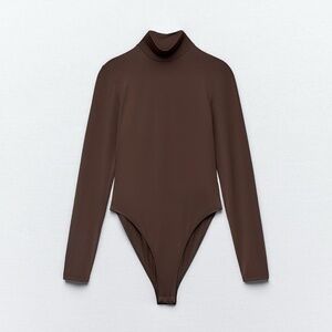 Turtleneck bodysuit dark brown